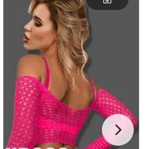 NWOT Sexy Lingerie Hot Pink Babydoll Minidress Long Sleeve - hot pink - one size